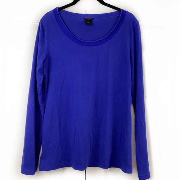 Ann Taylor cobalt blue long sleeve scoop neck top - Picture 1 of 8